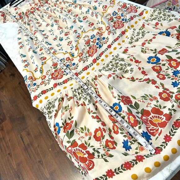 Celina Moon X Anthro Cotton Flutter Sleeve Floral Maxi Dress women’s size small - Picture 14 of 14